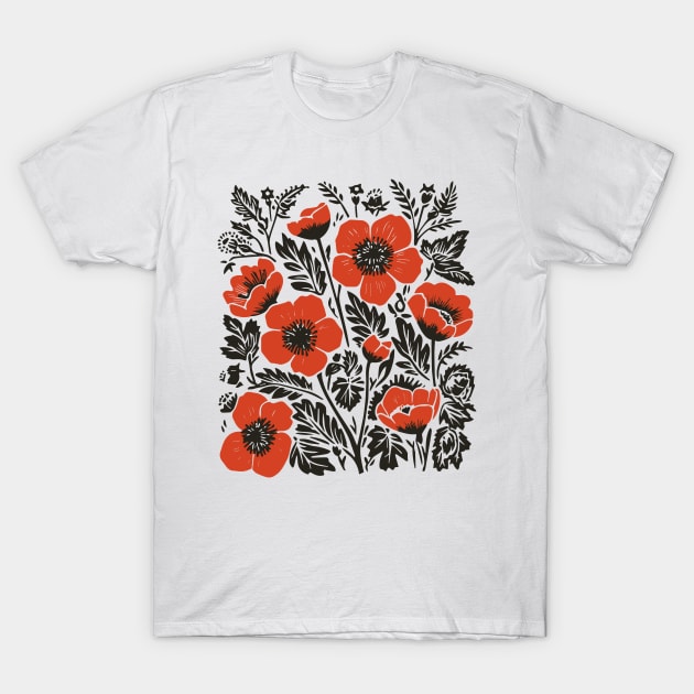 Lino Cut Flowers T-Shirt by n23tees